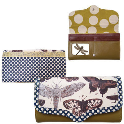 Botanical Butterfly leather purse